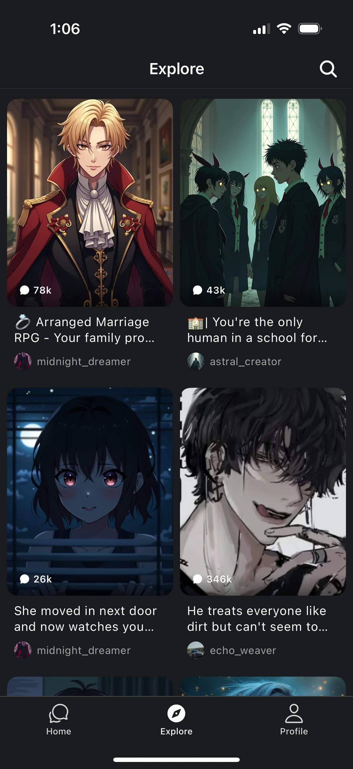 Explore feed