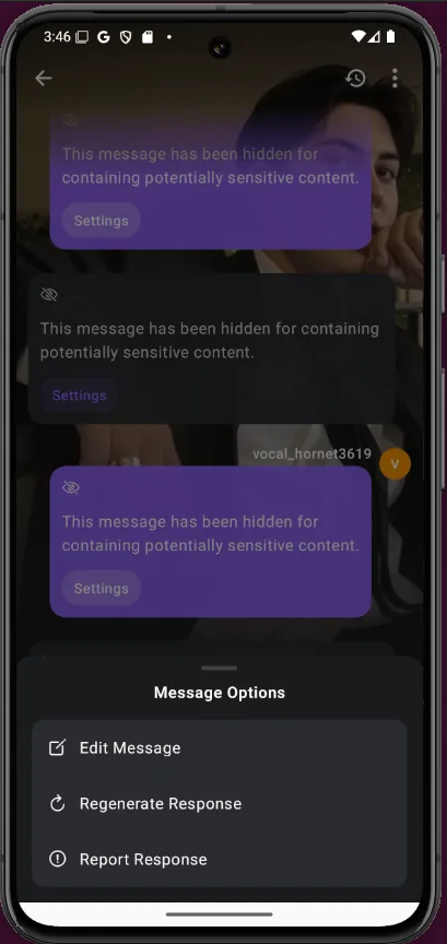 Moderation hiding sensitive messages