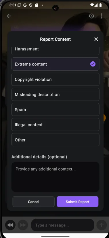 Report content dialog